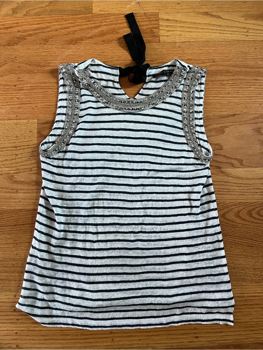 Generation Love NY Embellished Striped Sleeveless Top XS